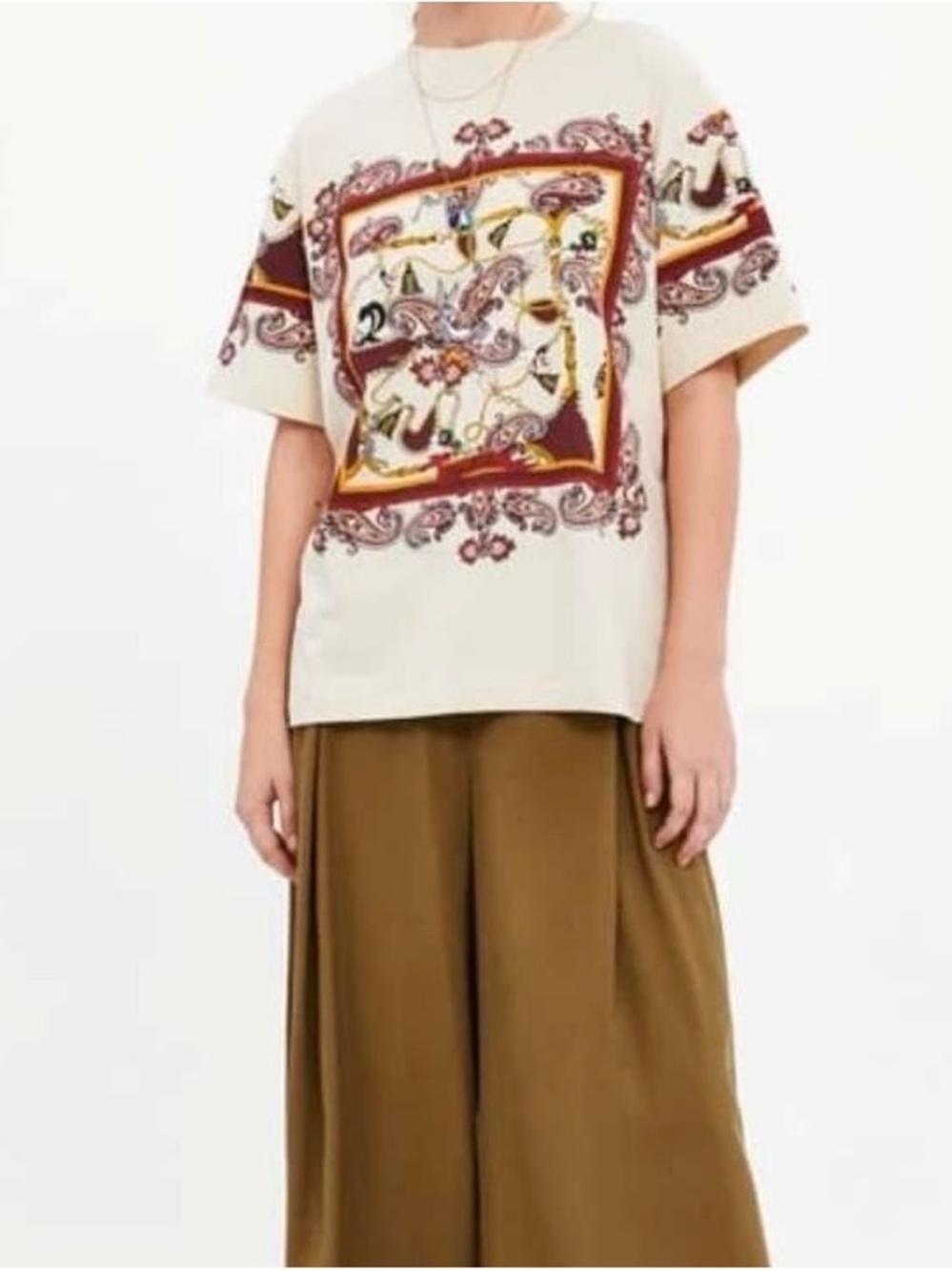 ZARA Looney Tunes Paisley Graphic Tee Shirt White Multicolor Small Y2K Rare